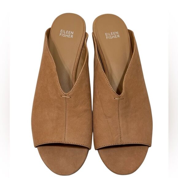 Eileen Fisher Katniss SuedeTan Mules With Minimalist Design Size 11 - Picture 1 of 9